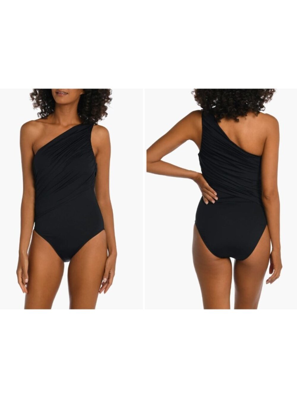 New La Blanca Women's Size10 Black Island Goddess OffShoulder One-Piece Swimsuit